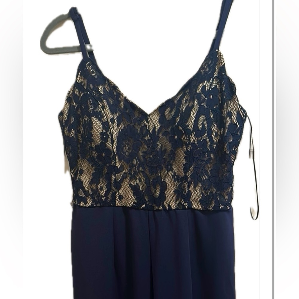 Mi Ami jumpsuit with lacy top, solid color bottom